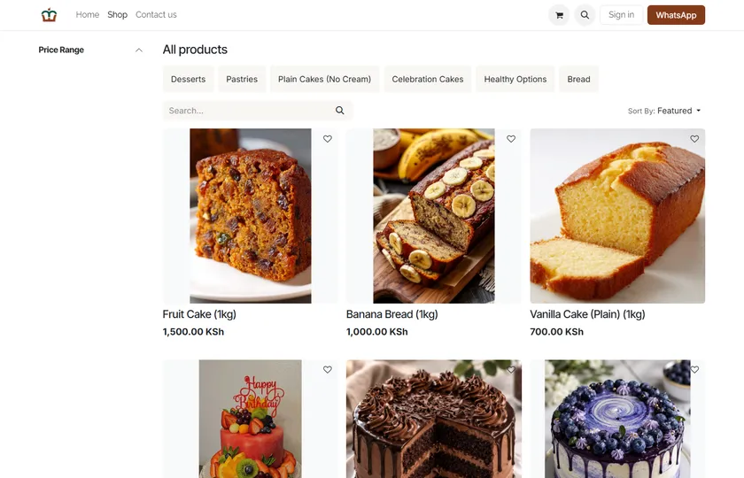 Mukenyi Bakes shop catalogue