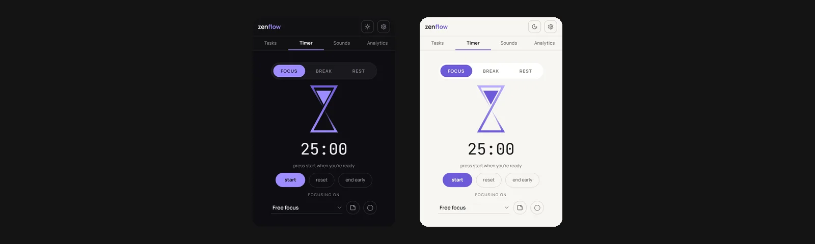 Zenflow focus-timer popup